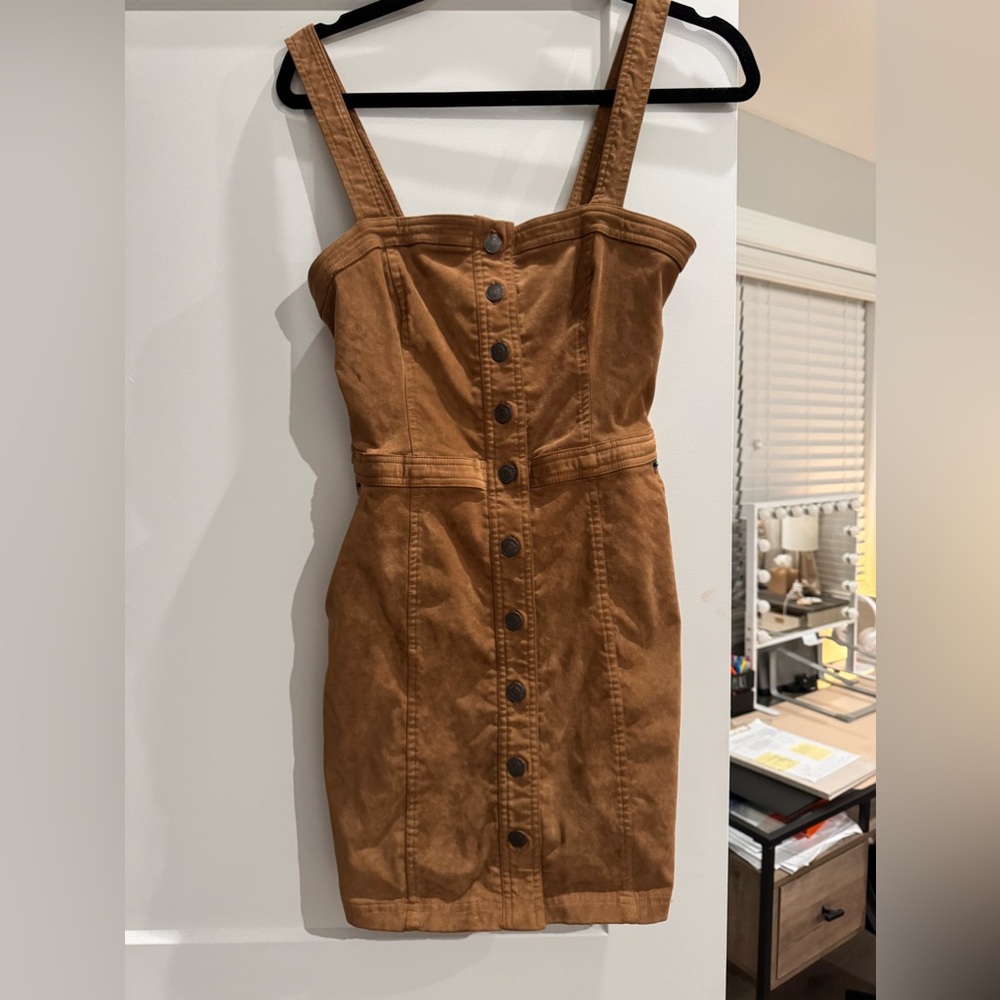 Light brown button front dress